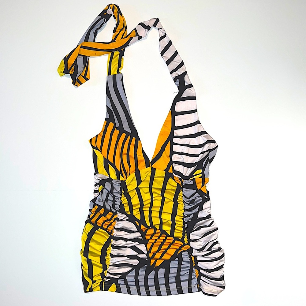 Abstract lightweight halter top